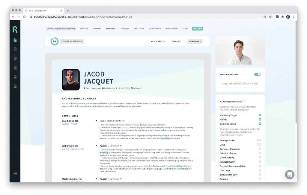 resume builder ai tool free